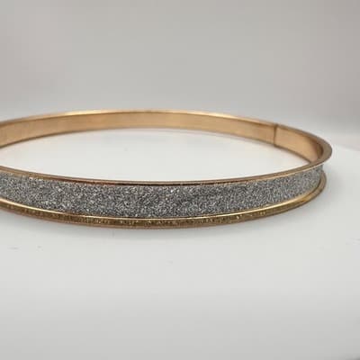 Vintage 90s Y2K Silver Glitter Gold Tone Bracelet Retro Women's Classic Jewelry - Thumbnail 4