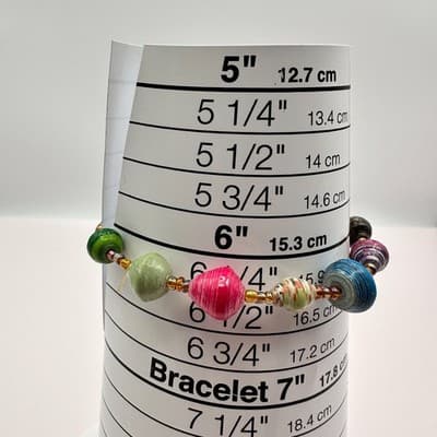 Vintage Y2K Recycled Paper Beaded Chunky Bracelet Boho Women's Classic Jewelry - Thumbnail 7