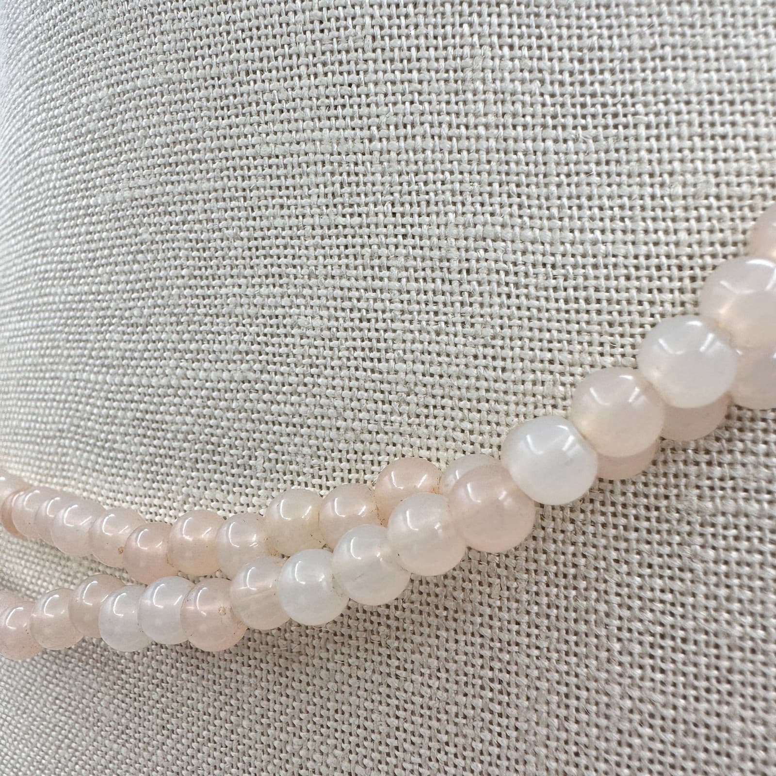 Vintage 80s Double Strand Peach Moonstone Beaded Necklace Women's Jewelry Boho - Thumbnail 7