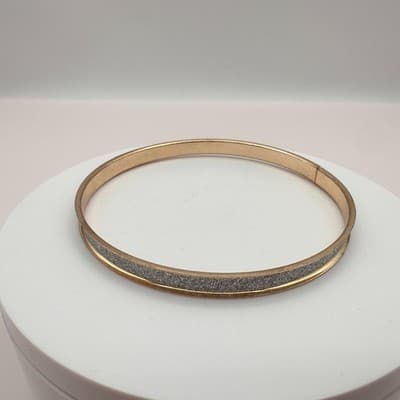 Vintage 90s Y2K Silver Glitter Gold Tone Bracelet Retro Women's Classic Jewelry - Thumbnail 2