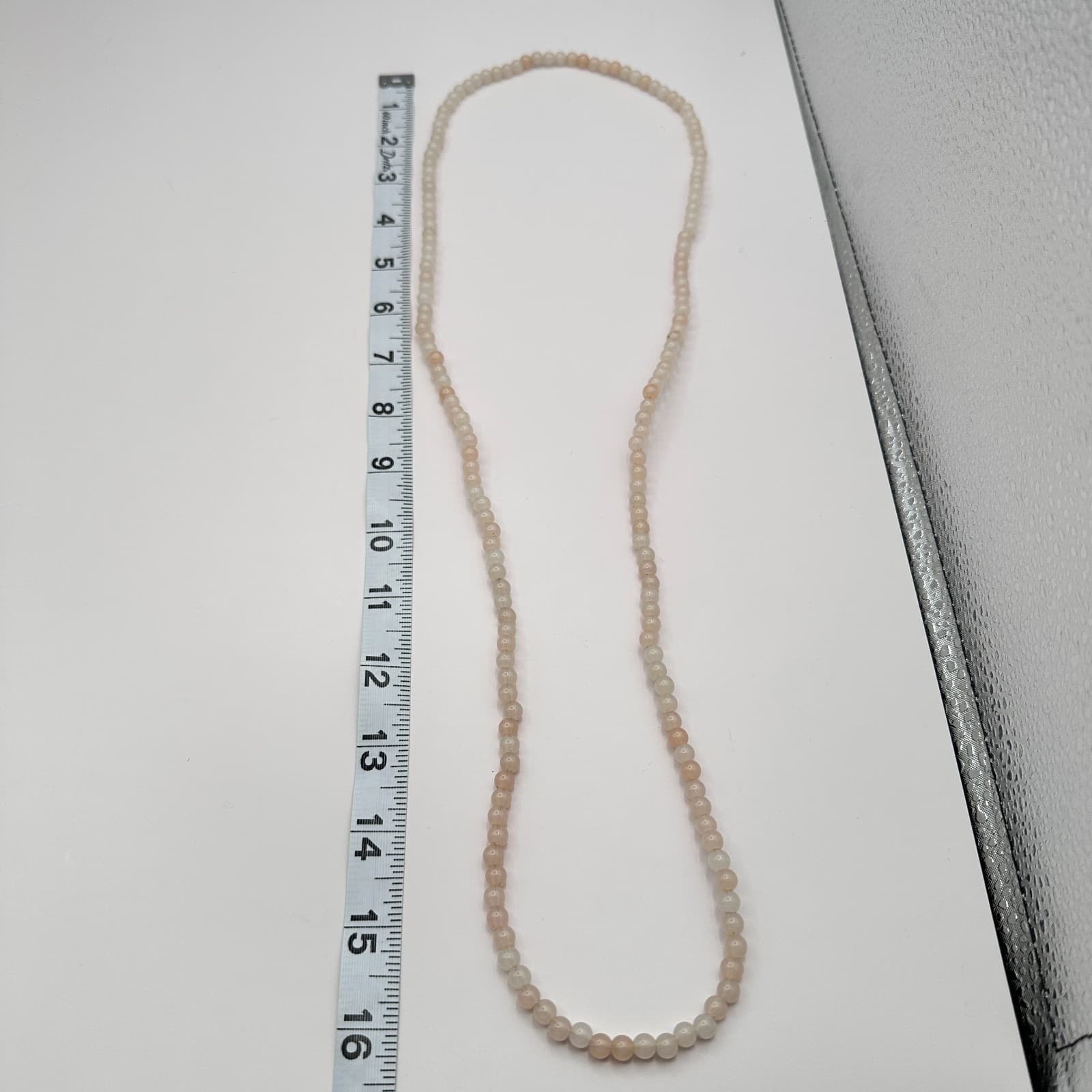 Vintage 80s Double Strand Peach Moonstone Beaded Necklace Women's Jewelry Boho - Thumbnail 8