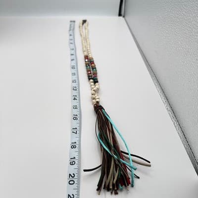 Vintage 90s Beaded Tassel Necklace Western Boho Classic Women's Fashion Jewelry - Thumbnail 10