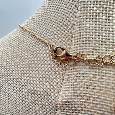 Vintage 90s Faux Pearl Clear Glass Dangle Charm Gold Tone Necklace Minimalist - Thumbnail 8