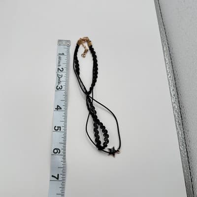 Vintage 90s Gold Tone Star Glass Pendant Black Double Layer Choker Necklace Y2K - Thumbnail 8