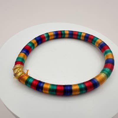 Vintage 90s Silk Thread Wrapped Bangle Boho Women's Classic Fashion Jewelry Bib - Thumbnail 6
