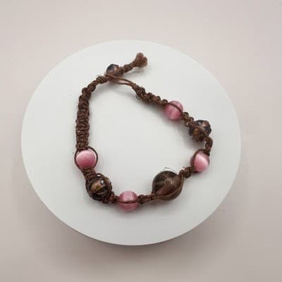 Vintage 90s Macrame Hemp Beaded Bracelet Boho Statement Women's Classic Jewelry - Thumbnail 5