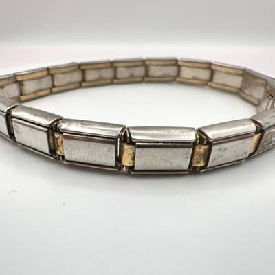Vintage Y2K Italian Modular Link Charm Bracelet Minimalist Fashion Jewelry Boho - Thumbnail 2