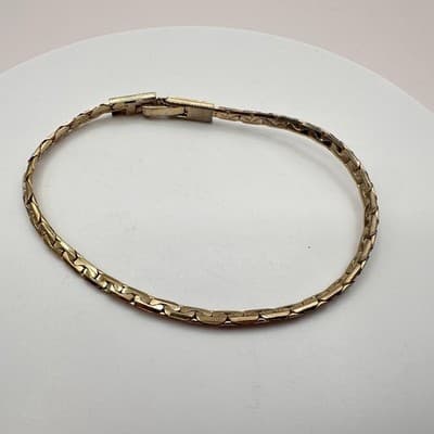 Vintage 90s Gold Tone serpentine Chain Bracelet Minimalist Fashion Jewelry - Thumbnail 3