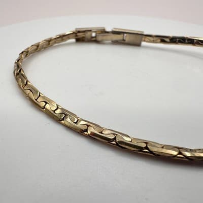 Vintage 90s Gold Tone serpentine Chain Bracelet Minimalist Fashion Jewelry - Thumbnail 4