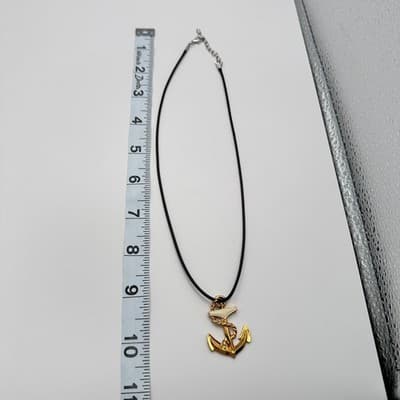 Vintage Y2K Gold Tone Cream Enamel Anchor Pendant Necklace Classic Jewelry 90s - Thumbnail 9