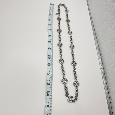 Vintage 90s SilverTone Station Necklace Geometric Open Circle Chain Boho Jewelry - Thumbnail 10