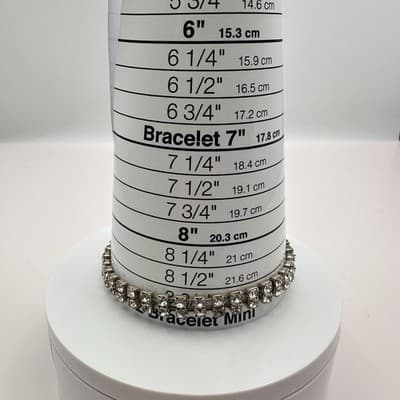 Vintage 90s Double Row Clear Glass Tennis Bracelet Silver Tone Elegant Deco Boho - Thumbnail 7