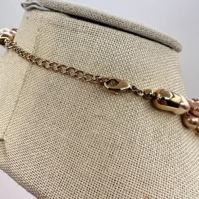 Vintage Y2K Gold Tone Multi Strand Pearl Beaded Necklace Women's Classic Jewelry - Thumbnail 8