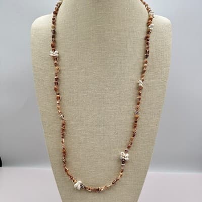Vintage 90s Cowrie Shell Strand Necklace Boho Beach Nautical Fashion Jewelry Y2K - Thumbnail 3