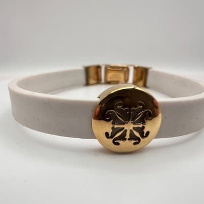 Vintage Y2K Gold Tone Filigree Disk Bangle Bracelet Stainless Steel Jewelry 90s - Thumbnail 2