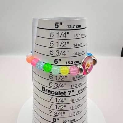 Vintage 90s Princess Belle Portrait Glass Bead Stretch Bracelet Fashion Jewelry - Thumbnail 5