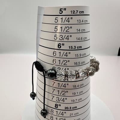 Vintage Y2K Silver Tone Cord Clear Glass Rhinestones Beaded Bracelet Jewelry 90s - Thumbnail 6
