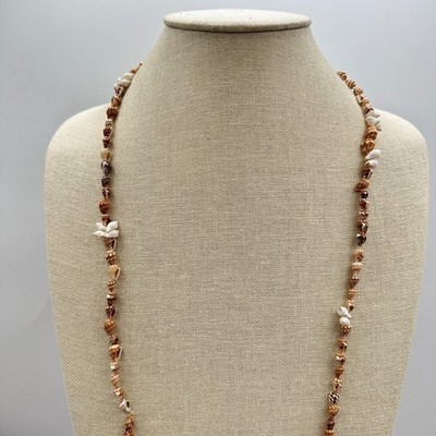 Vintage 90s Cowrie Shell Strand Necklace Boho Beach Nautical Fashion Jewelry Y2K - Thumbnail 4