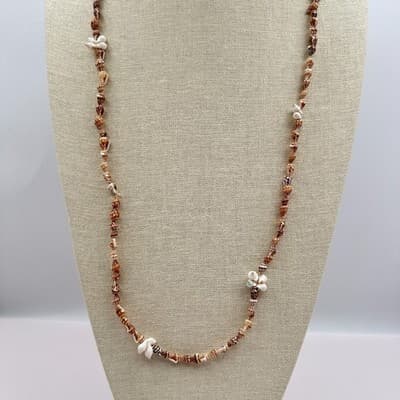 Vintage 90s Cowrie Shell Strand Necklace Boho Beach Nautical Fashion Jewelry Y2K - Thumbnail 2