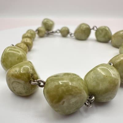 Vintage 90s Green Nugget Bead Bracelet Classic Fashion Boho Fashion Jewelry Y2K - Thumbnail 4