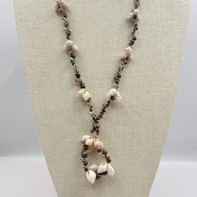 Vintage 90s Natural Real Sea Shell Strand Necklace Boho Women's Classic Jewelry - Thumbnail 6