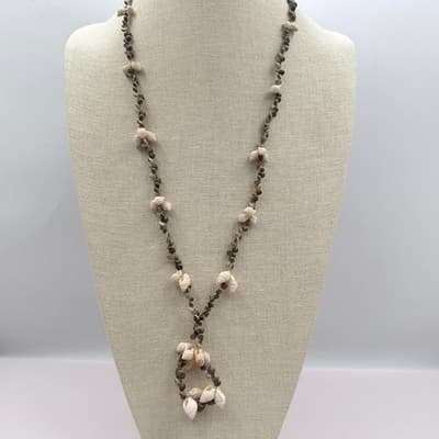 Vintage 90s Natural Real Sea Shell Strand Necklace Boho Women's Classic Jewelry - Thumbnail 2