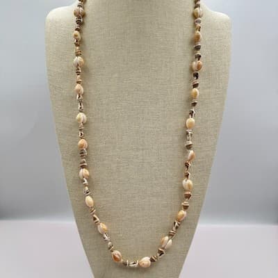 Vintage 90s Cowrie Shell Strand Necklace Boho Beach Nautical Fashion Jewelry Y2K - Thumbnail 2