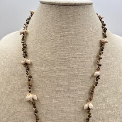 Vintage 90s Natural Real Sea Shell Strand Necklace Boho Women's Classic Jewelry - Thumbnail 7