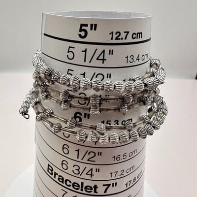 Vintage 90s Silver Tone Beaded Multi-Strand Wire Wrap Bracelet Women's Jewelry - Thumbnail 7