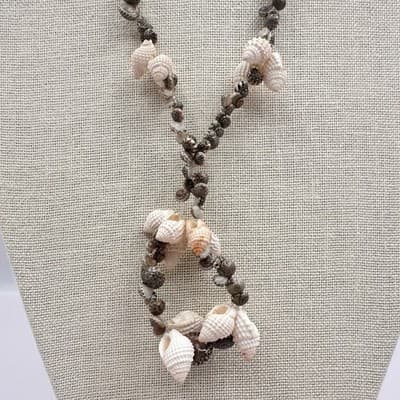 Vintage 90s Natural Real Sea Shell Strand Necklace Boho Women's Classic Jewelry - Thumbnail 5