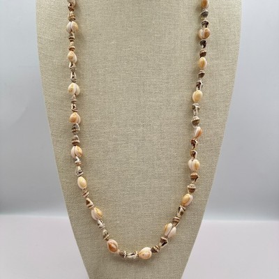 Vintage 90s Cowrie Shell Strand Necklace Boho Beach Nautical Fashion Jewelry Y2K - Thumbnail 3