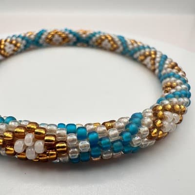 Vintage Y2K Seed Beaded Roll On Bracelet Boho Statement Women's Classic Jewelry - Thumbnail 5