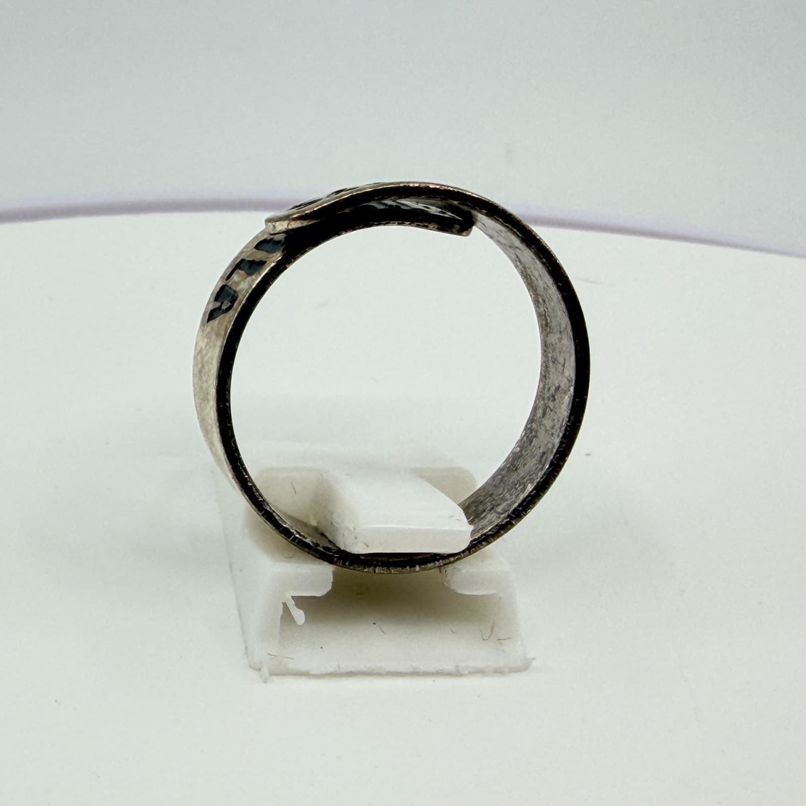 Vintage Western Silver Tone Cowboys & Tequila Wrap Spoon Ring Country Boho - Thumbnail 7