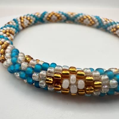 Vintage Y2K Seed Beaded Roll On Bracelet Boho Statement Women's Classic Jewelry - Thumbnail 4