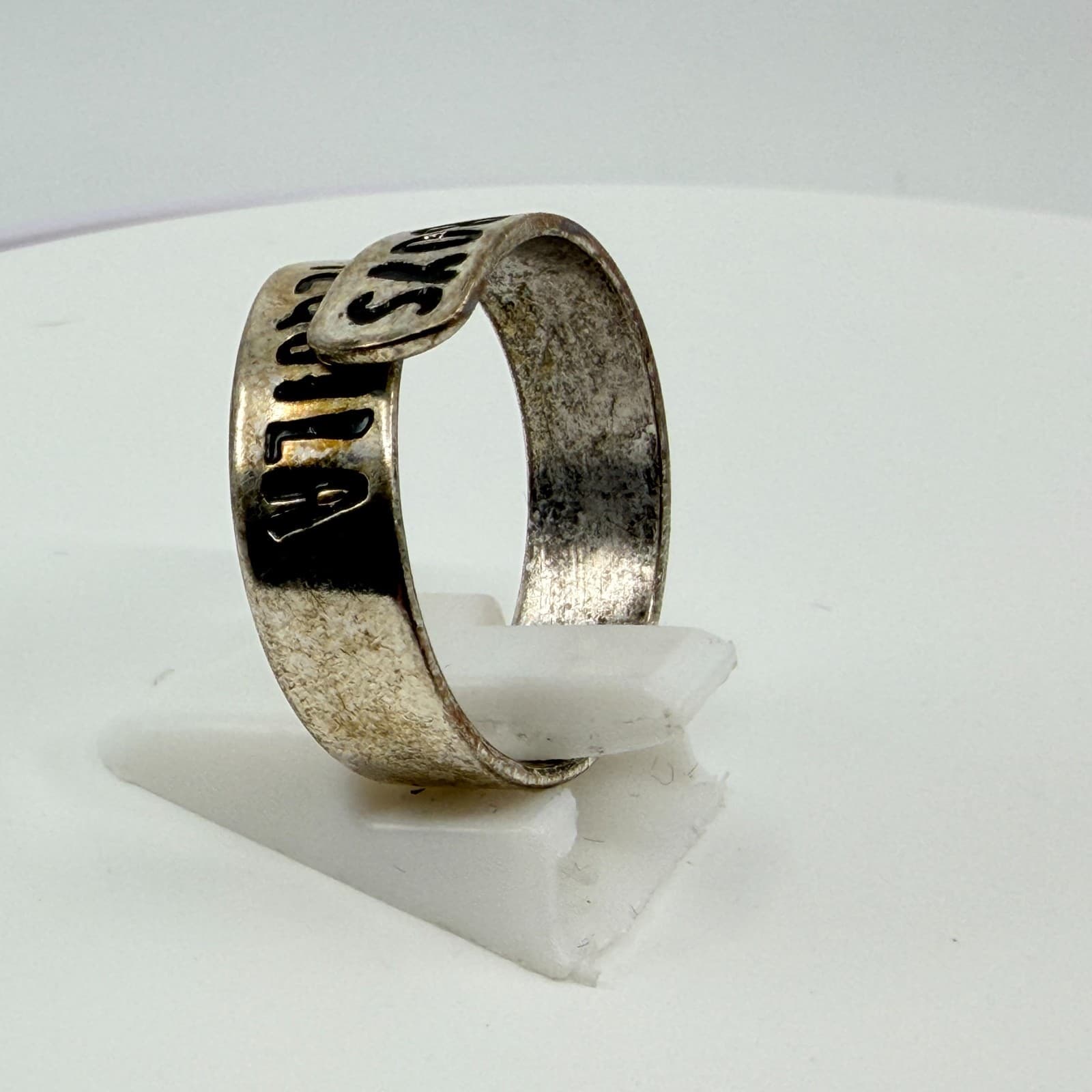 Vintage Western Silver Tone Cowboys & Tequila Wrap Spoon Ring Country Boho - Thumbnail 6