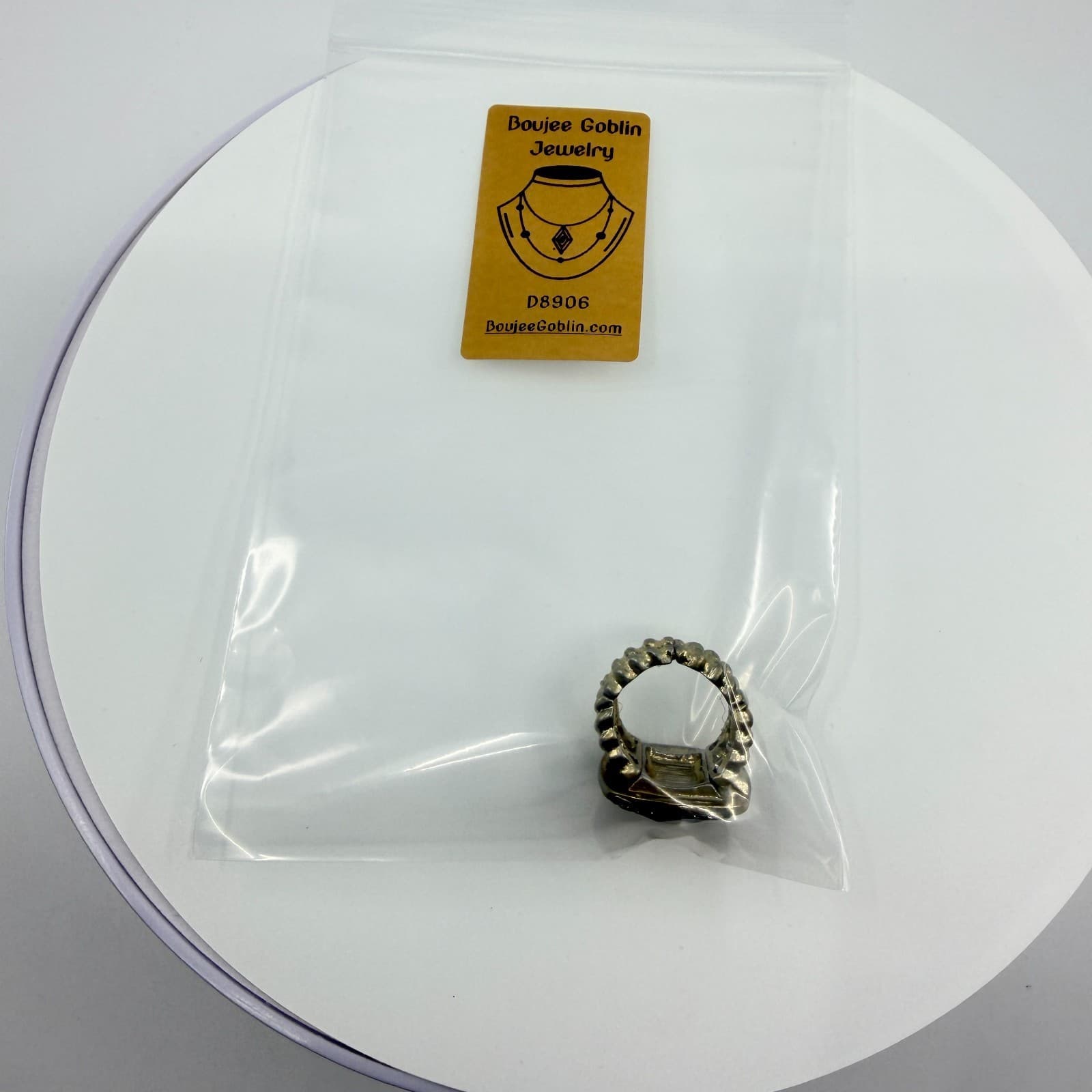 VTG Silver Tone Smoky Topaz Glass Stretch Ring Cushion Cut Cocktail Rhinestone - Thumbnail 11