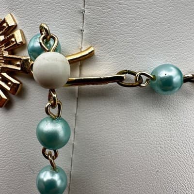 Vintage 80s Multi-Strand Blue & White Bead Necklace Boho Fashion Women's Jewelry - Thumbnail 10