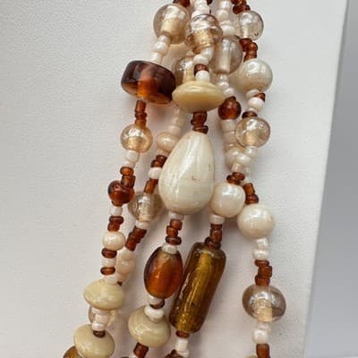 Vintage 90s Multi-Strand Glass Bead Necklace lobster clasp Women's Jewelry - Thumbnail 7