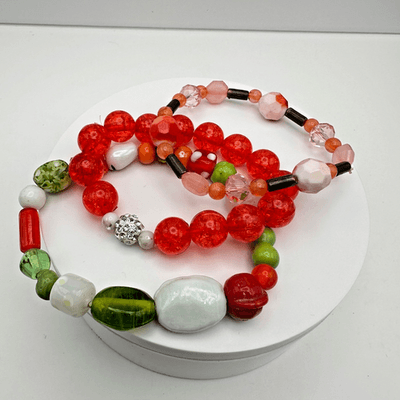 Vintage 90s Beaded Stretch Bracelets Set Glass Acrylic Women's Jewelry
