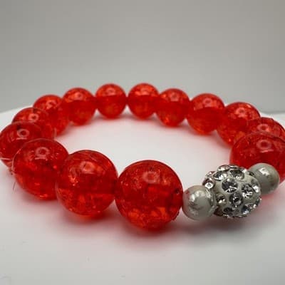 Vintage 90s Beaded Stretch Bracelets Set Glass Acrylic Women's Jewelry - Thumbnail 9
