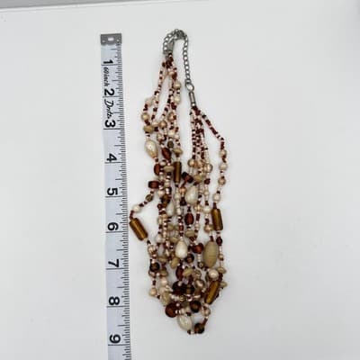 Vintage 90s Multi-Strand Glass Bead Necklace lobster clasp Women's Jewelry - Thumbnail 10