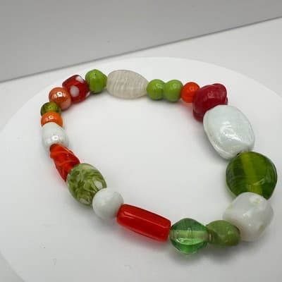 Vintage 90s Beaded Stretch Bracelets Set Glass Acrylic Women's Jewelry - Thumbnail 13