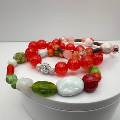 Vintage 90s Beaded Stretch Bracelets Set Glass Acrylic Women's Jewelry - Thumbnail 2