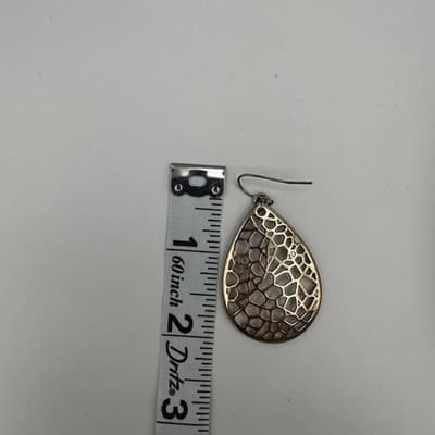 Vintage 90s Gold Tone Filigree Teardrop Dangle Earrings Boho Geometric Mesh - Thumbnail 12