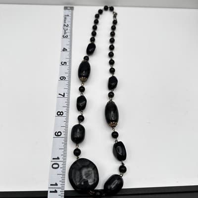 Vintage 80s Black Bead Necklace Set Multi-Strand Geometric Women's Jewelry Y2K - Thumbnail 19