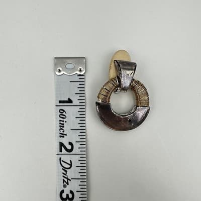 Vintage 80s Two Tone Door Knocker Clip On Earrings Wire Wrapped Women's Jewelry - Thumbnail 12