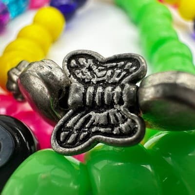Vintage 90s Neon & Pastel Pony Bead Custom Stretchy Friendship Bracelets Jewelry - Thumbnail 13