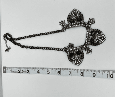 Vintage Y2K Chunky Necklace Bronze Tone Rhinestone Black Crystal Women's Jewelry - Thumbnail 15