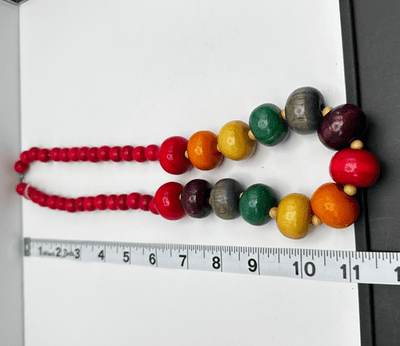 Vintage 90s Wood Bead Chunky Statement Necklace Boho Retro Women's Jewelry - Thumbnail 14