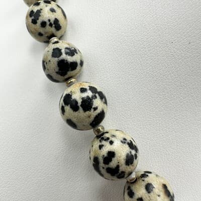 Vintage 90s Love's Affect Dalmatian Jasper Black Tassel Necklace Women's Jewelry - Thumbnail 5